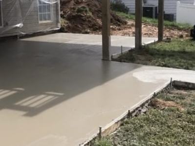 Slab under a covered porch