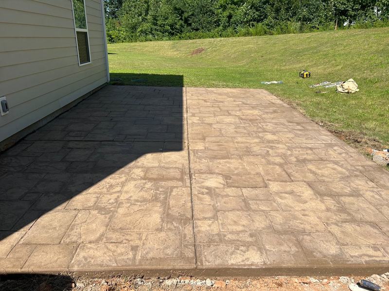 Stamped patio, tan finish