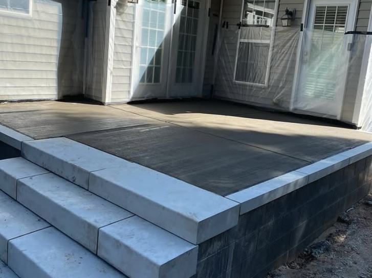 Patio with stone steps